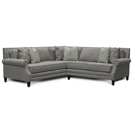 Transitional 2-Piece Sectional with Rolled Arms